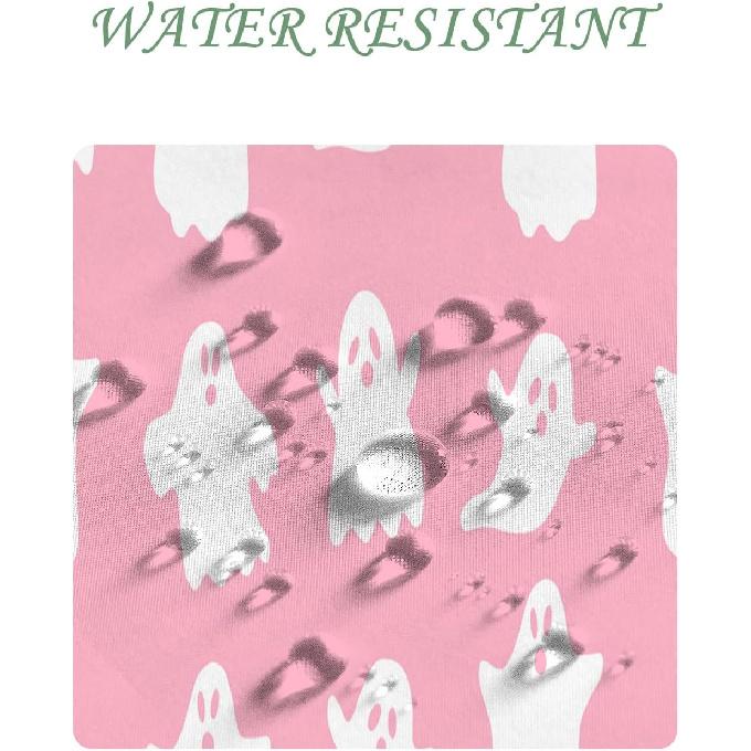 36x72 Inch Halloween Shower Curtain Cute Funny Phantom White Pink Bath Set Contemporary Cartoon Festival Bathroom Sets for Children Waterproof