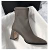 High heeled boots women's elastic short boots 2025 new autumn French style single boots  fashionable women's boots