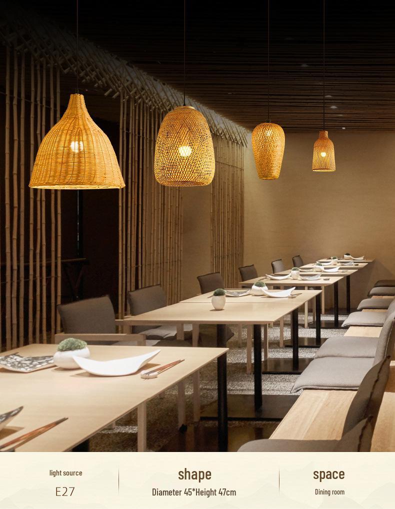 Bamboo Zen Pendant Light: Artistic Bamboo Weave Lantern for Tea Rooms and Tables