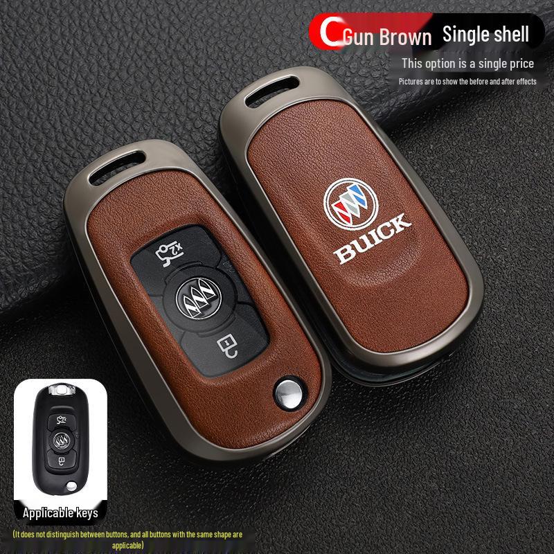Leather Metal Car Key Cover for 16-17 Buick Verano GS Sedan/Hatchback