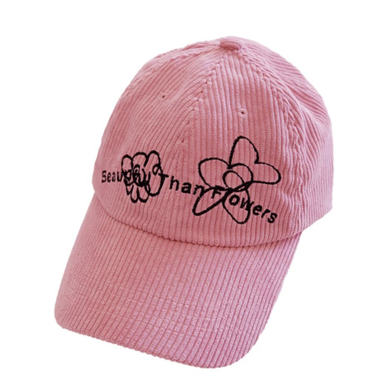 NOUGHT Beautiful Than Flowers Corduroy Cap / Pink
