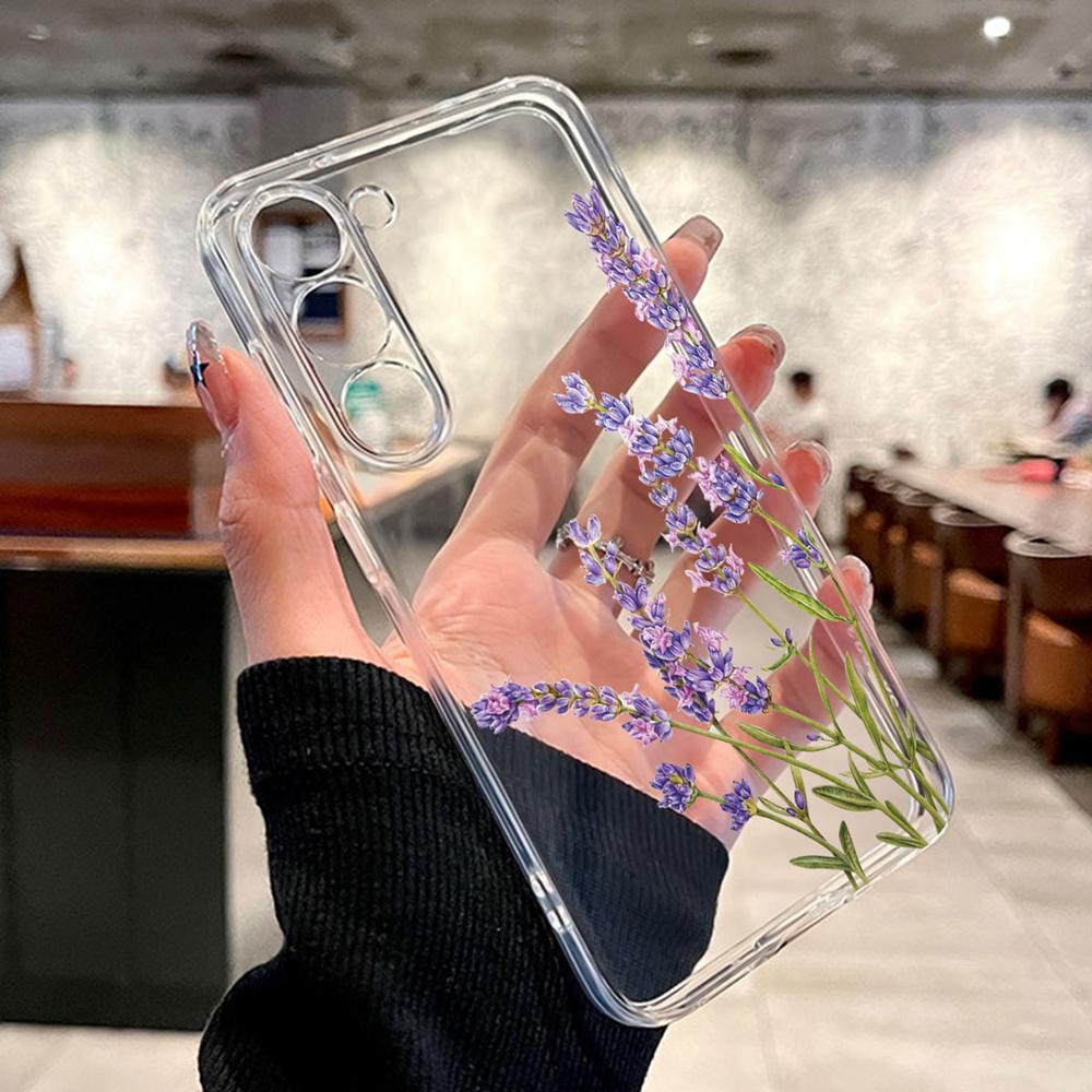 Olejomalba Květ bílé růže Pouzdro na telefon pro Samsung Galaxy A56 A16 A26 A36 A37 A57 A17 A13 A11 A10 Průhledný TPU kryt