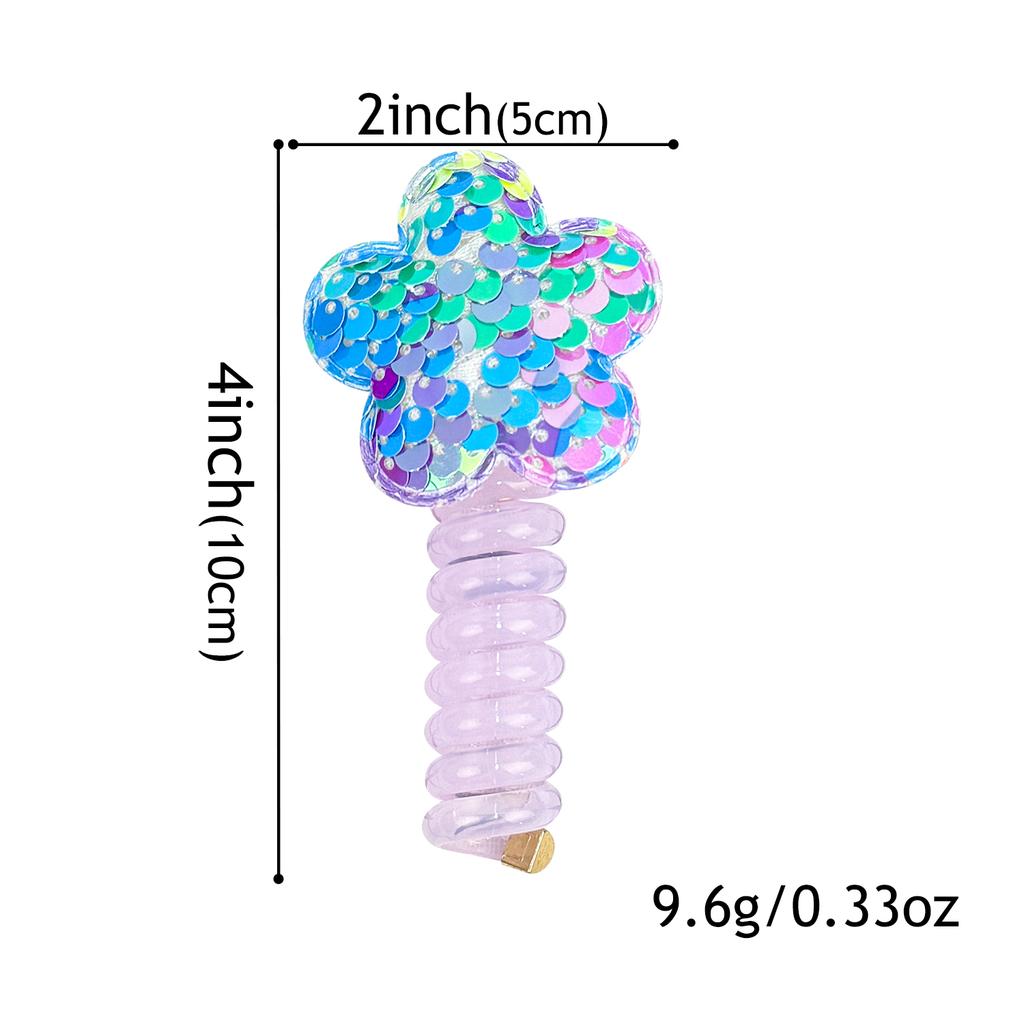 Neues Pailletten-Blumen-Elastisches Haarband Niedliche Mädchen Telefonkabel Linie Elastizität Glitzer Stern Haarband Für Kinder Haarschmuck