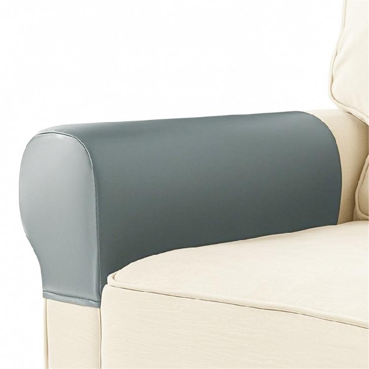 Arm Protector Covers 4 Adhesive Grip Set Fashionable Black PU Waterproofie Sofa Armrest Sleeve For Indoor Furniture Care