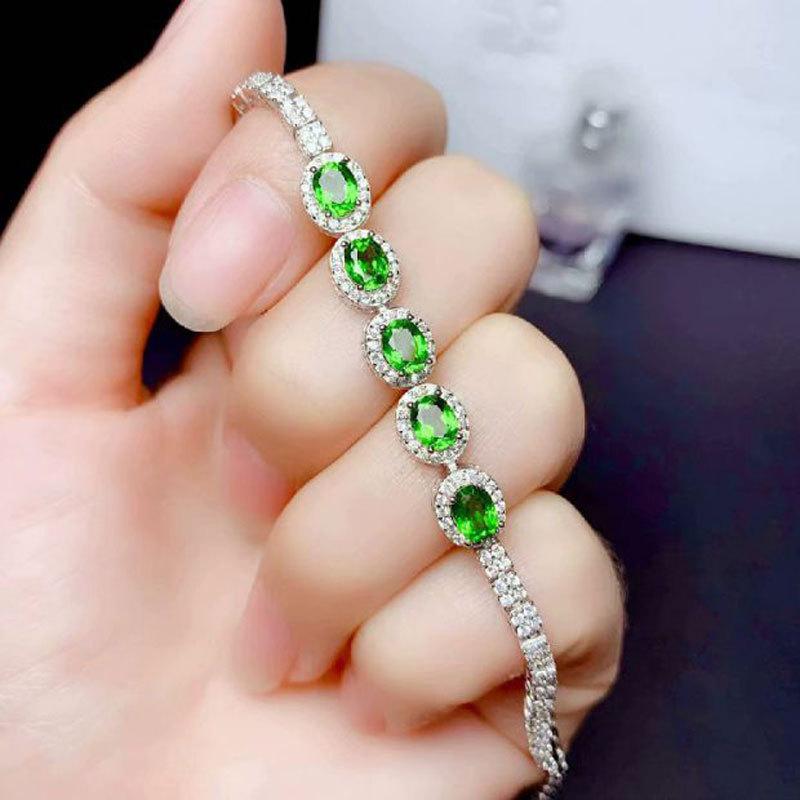 Фиолетово-золотой овальный изумрудный браслет, сверкающий браслет с инкрустацией зеленым цирконом, ювелирное изделие (17+3cm adjustment chain)