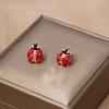 E250 Cute Retro Ladybug Earrings for Women - Japanese & Korean Fashion