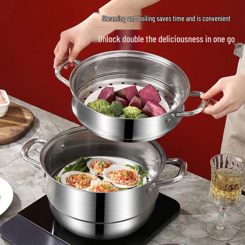 Sigan 28cm Stainless Steel Double-Layer Steamer Pot