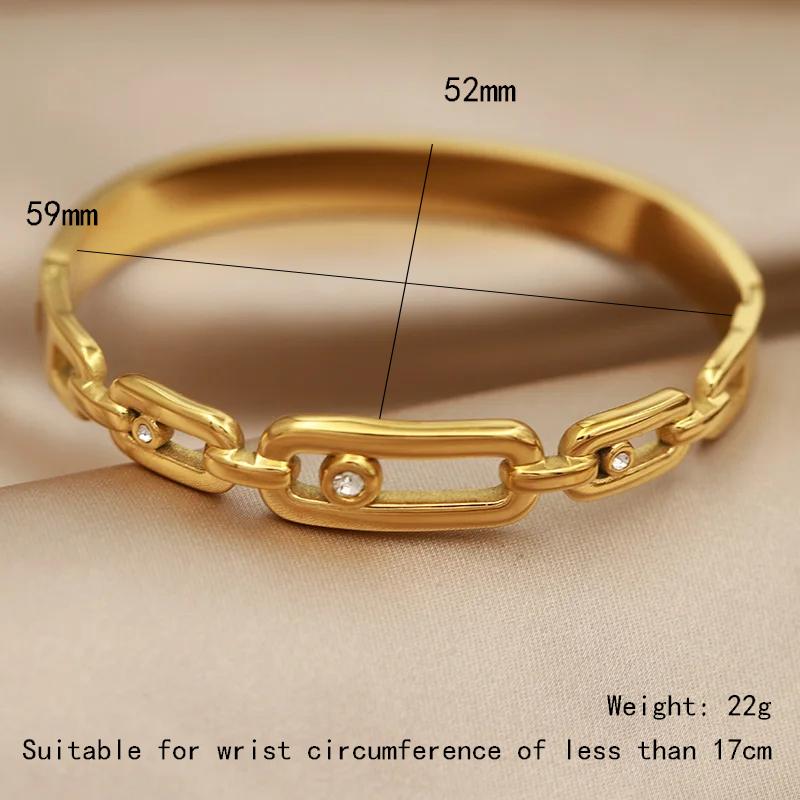 FYSARA Chain-like Design High Quality Titanium Steel Bangle for Women Cubic Zircon Engagement Zircon Stainless Steel Bracelet