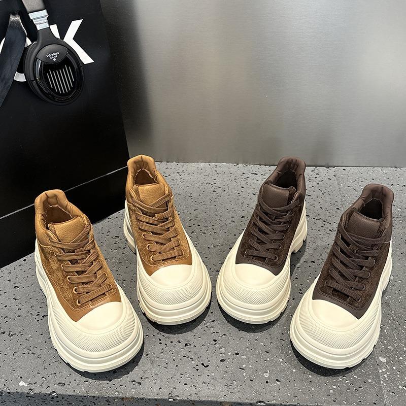 High Top Women's Shoes 2026 New Model with Sponge Heel Thick Sole Versatile and Plush Warm Casual Shoes for Women