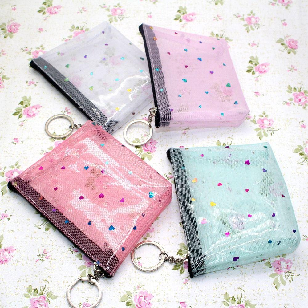 Zipper Transparent Coin Purse Candy Color Card Storage Bag Simple Small Wallet  Lady