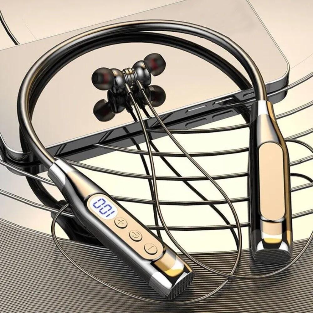 LED Digital Display Neckband Headphones Neck-mounted Sports Headsets  Outdoor