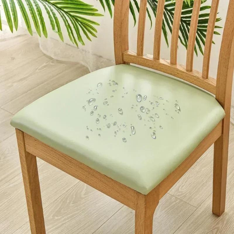 PU Leather Square Chair Cushion Cover Waterproof Kitchen Dining Seat Slipcovers Removable Dining Room Chair Seat Cushion Covers