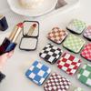 Her Women Girls Folding Phone Bracket Makeup Mirror Plaid Mirror Phone Stand Holder Cosmetic Mirror