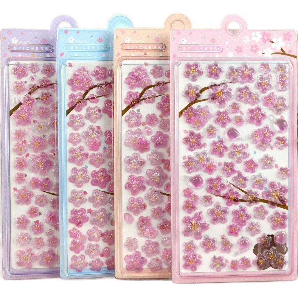 Solid Crystal Cherry Blossom Petal Stickers Decals Toy Drop 3D Relief Stickers  Scrapbooking