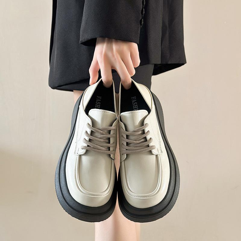 

British style small leather shoes women s muffin sole 2025 summer new versatile platform shoes black Mary Jane loafers 35