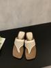 Fairy wind slope heel muffin thick-bottomed flip-flops women wear 2025 new French niche square toe cool slippers
