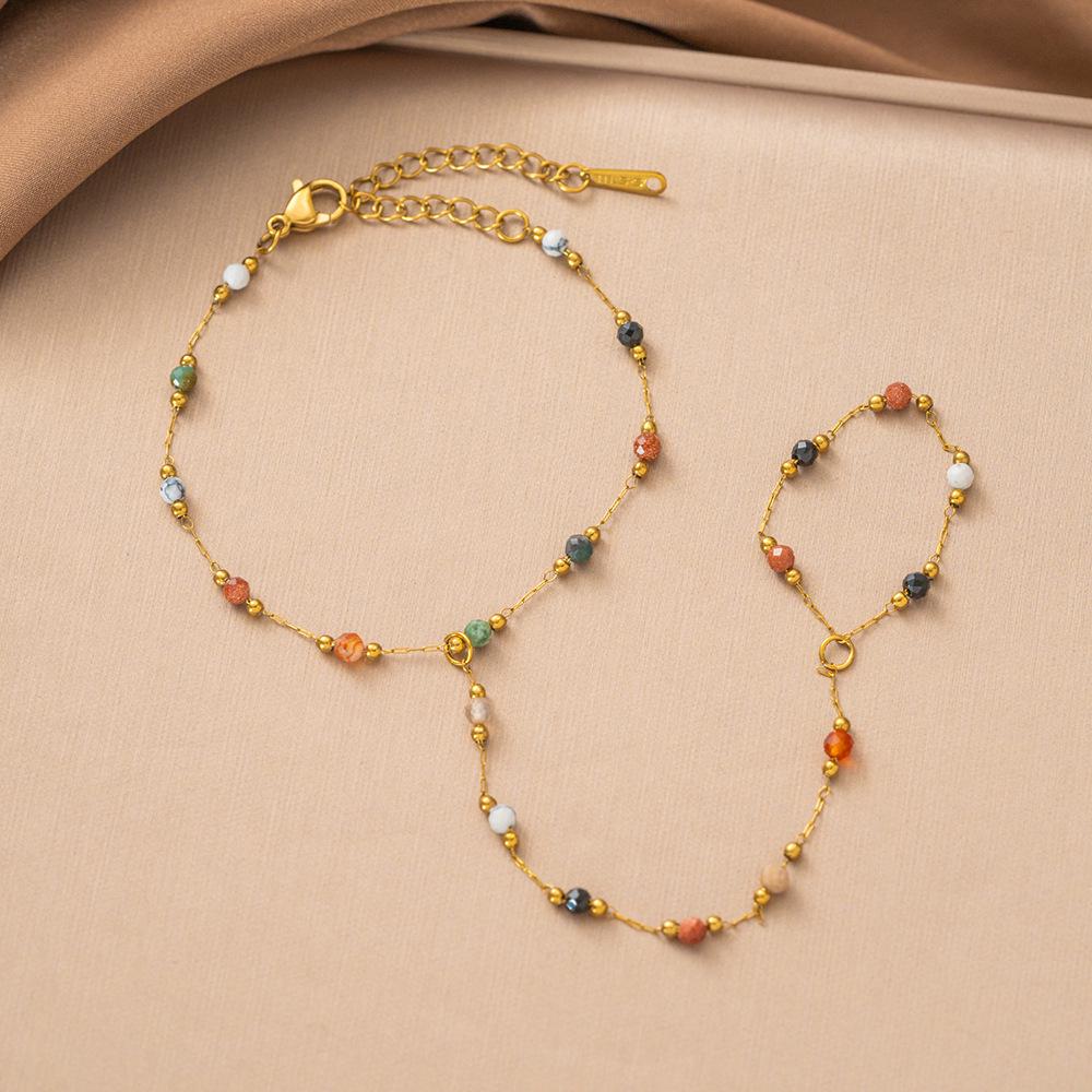 Gold-Plated Double Layer Thin Chain Stainless Steel Hand Chain Jewelry
