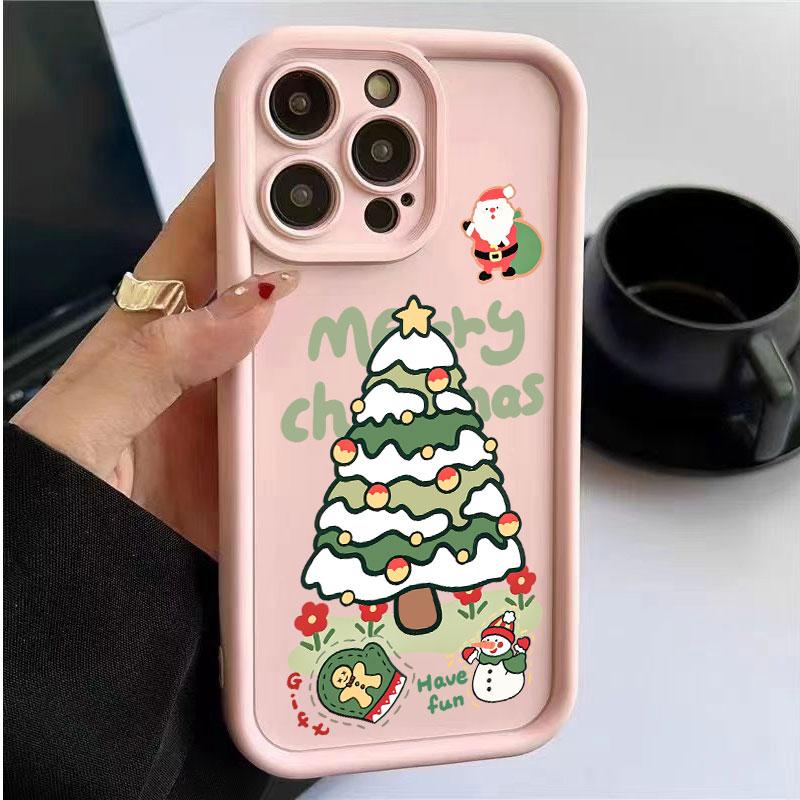 Christmas Tree Printed Phone Case For iPhone 16 15 14 13 12 11 Pro Max X XR XS Max SE2 8 7Plus ShockProof Silicone Back Cover