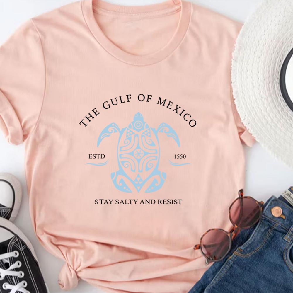 The Gulf of Mexico T-Shirt Gulf Coast Shirt Men Women Stay Salty and Resist T Shirts Trendy Unisex Casual Summer Beach Tshirt