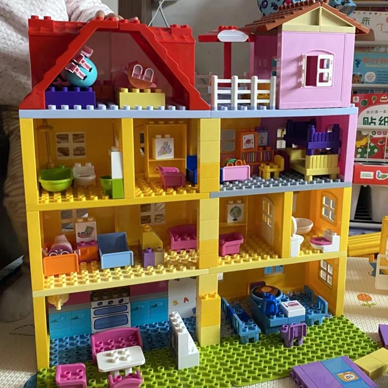 Big Building Blocks Play House Furniture Accessories Indoor Utensil Bed Compatible Large Bricks Assemble Toys Children Kids Gift