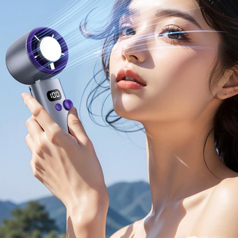 Portable Handheld Fan 100 Speed Mini Cooling Desk Fan Quiet Handheld Fan with Digital Display USB Rechargeable Table Fan