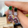 Women'S Irregular Earrings With Colorful Stones Purple Red Green White Luxury Fashion Jewelry For Parties