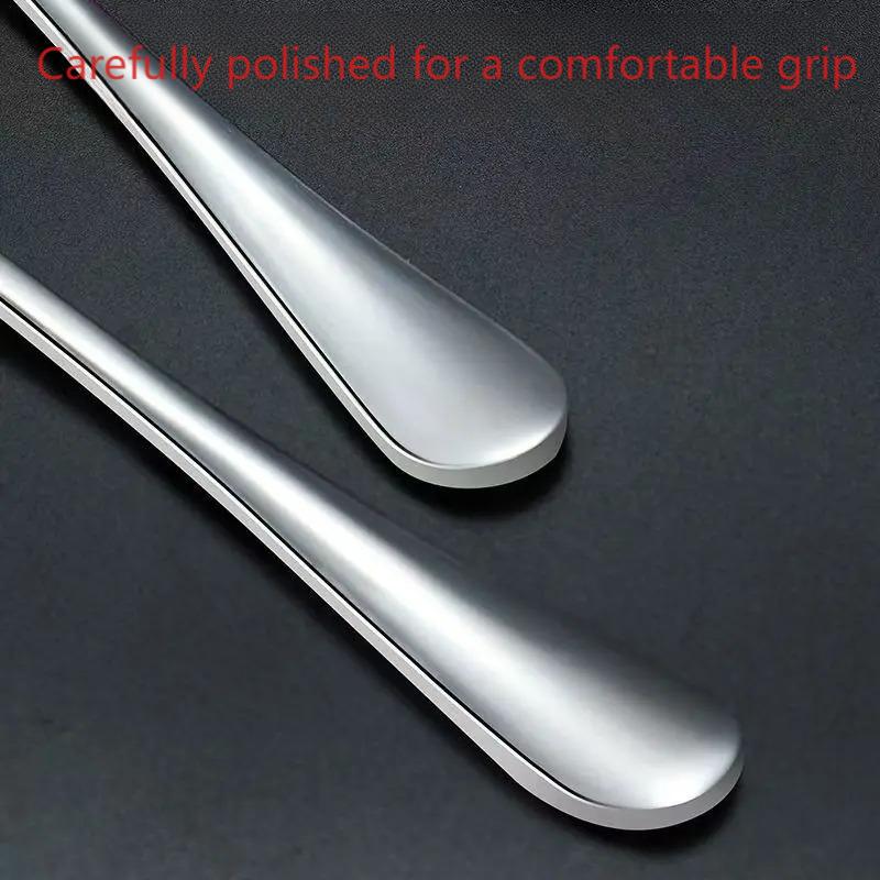 6-Piece Long-Handle Stainless Steel Spoon Set - Thickened Multi-Use Utensils for Coffee, Stirring, Ice Serving & Kitchen Tasks
