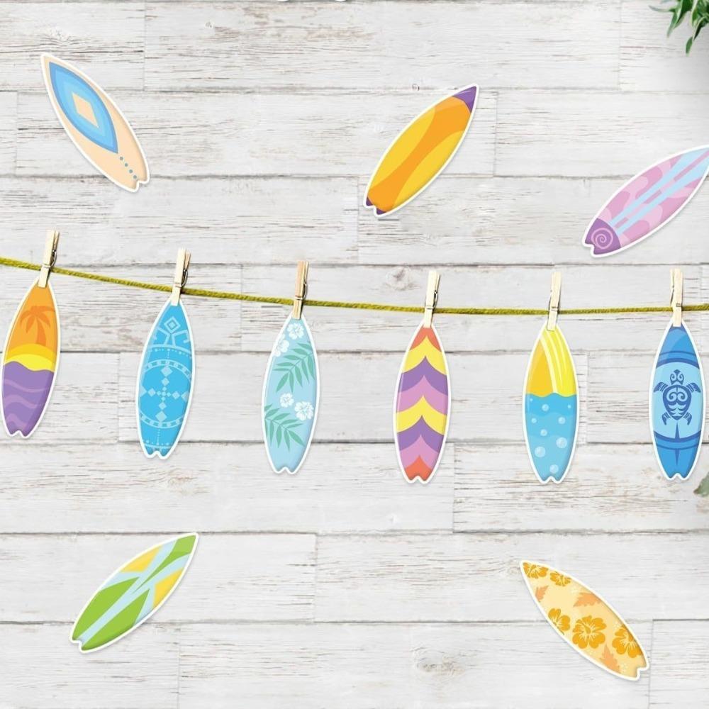 60 Stück Sommer-Thema Hawaiianische Surfbrett-Aufkleber Wasserdicht Strandparty-Dekoration Poolparty