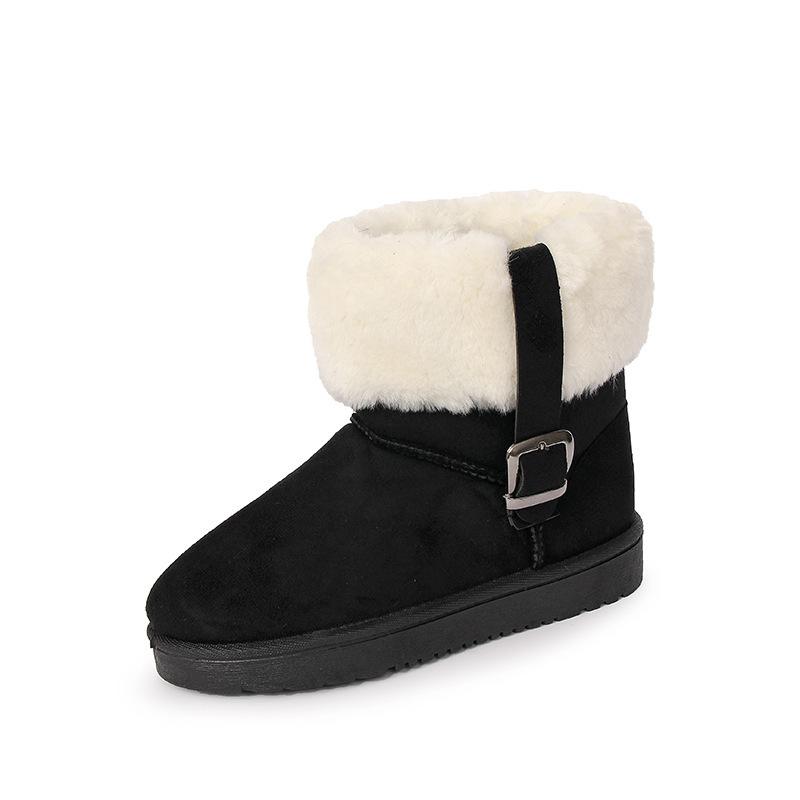 Winter new warm snow boots women's frosted metal buckle cotton boots thick-soled large cotton snow boots women