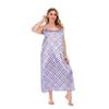 Plaid Print Spling Dress for Women Summer U-Neck Sleeveless Loose Waist Maxi Dress Breathable Lightweight Long Dress Vacation Beach Plus Dress