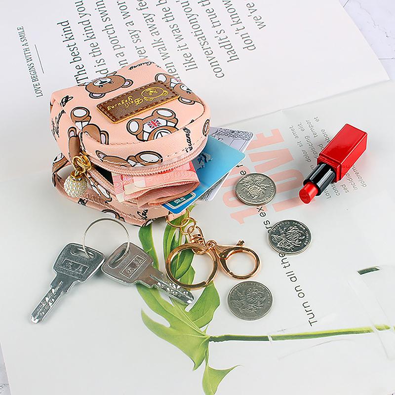 Cute Cartoon Bear Coin Purse For Girls Kawaii Mini Wallet Credit Card Holder