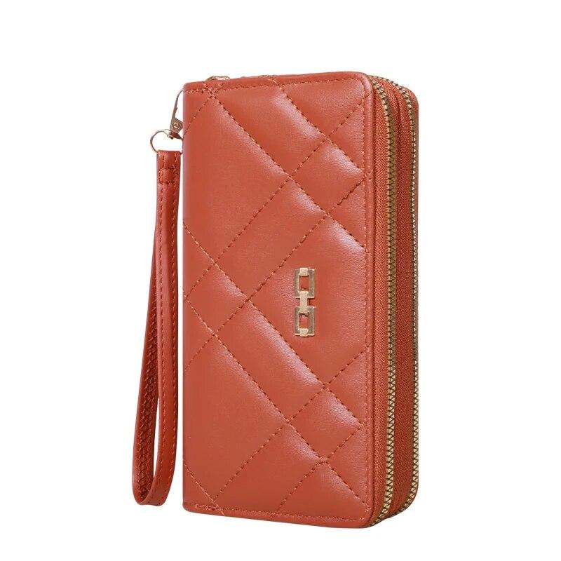 Chic Quilted Long Wallet for Women - Secure Zipper, Multiple Card Slots, Phone Compartment - Versatile Clutch for Every Occasion
