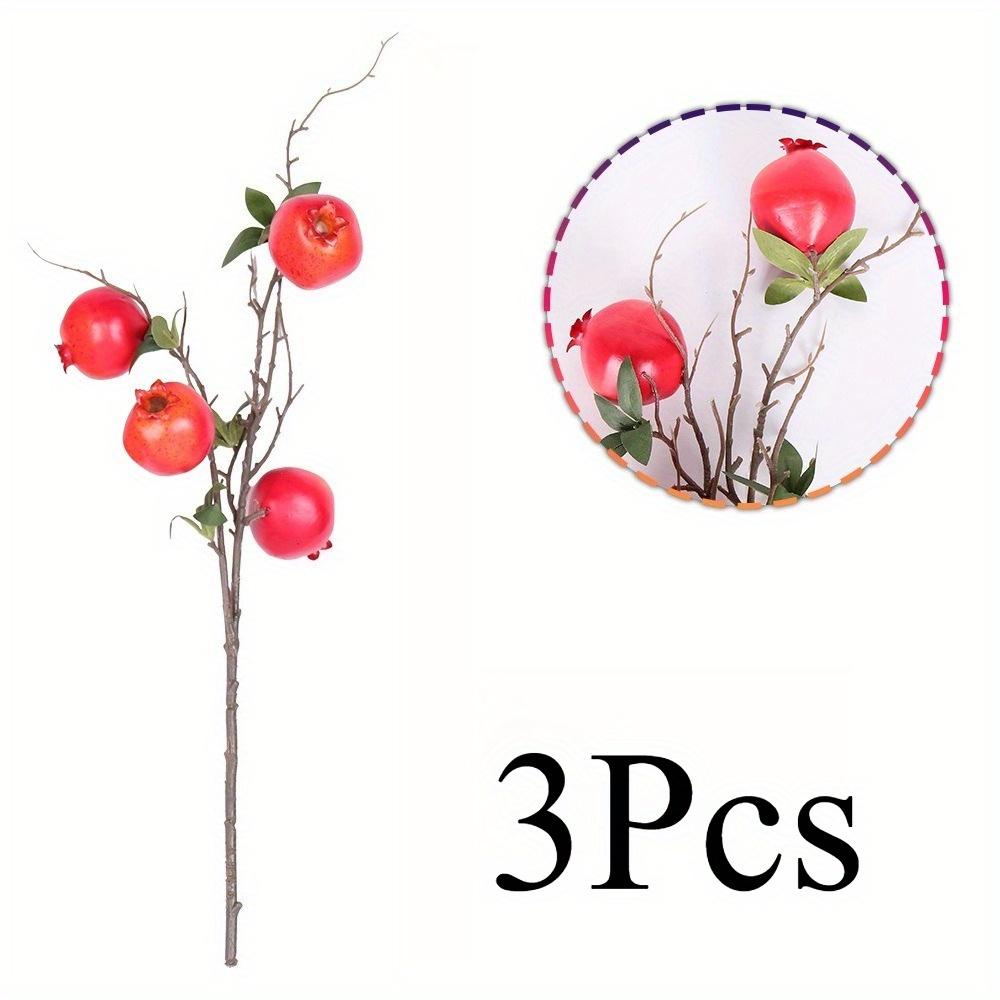 

3 шт. Красный пластиковый искусственный плод граната с 4 головками, подходит для украшения свадебной вечеринки, домашнего декора, украшения горшечных растений 3Pcs