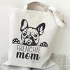 French Bulldog Heart Print Women's Handbags Animals Lover Design Canvas Shopping Bag Women French Bulldog Reusable Shoulder Bag