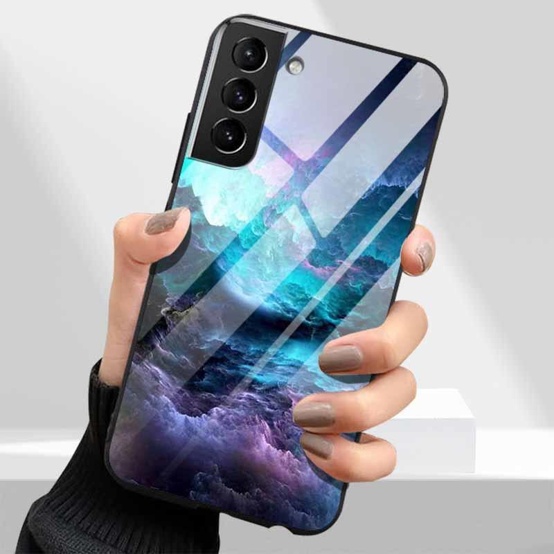 Tempered Glass Phone Cases for Samsung Galaxy S21 FE S20 S22 Plus Ultra 5G S 21 22 23 24 S23 S24 S24FE Cover Hard PC Back Shell