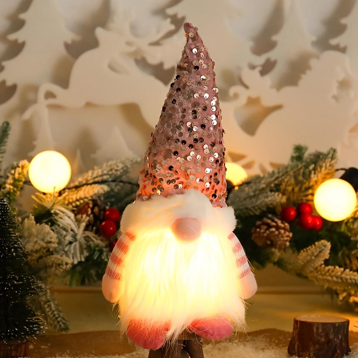 

Christmas Gnome Decorations 12 Inch Sequin Gnomes Doll Plush Ornaments Christmas Gift for Holiday Party Xmas Tree New Year Decor розовый