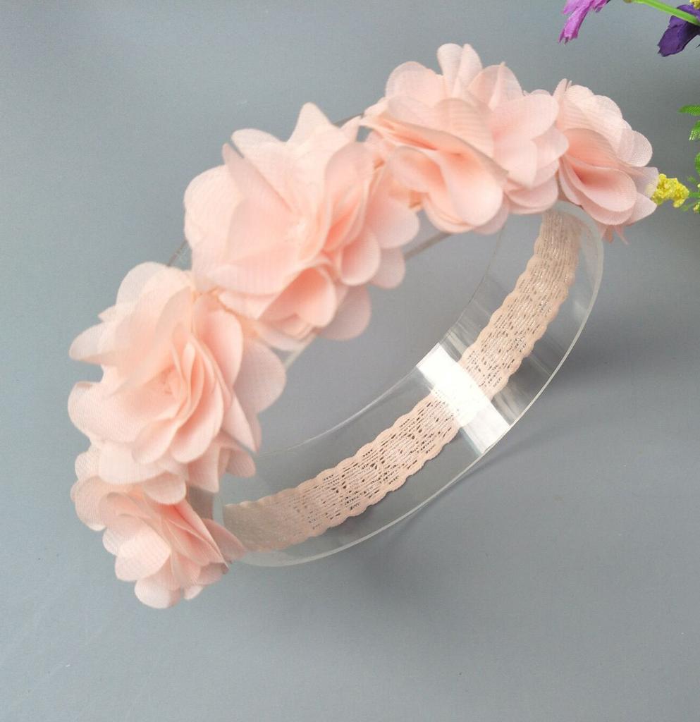 New Korean Style Women's Polyester Chiffon Flower Lace Headband 10cm Hair Accessory for Gift