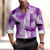 Striped men's business casual 3D printed shirt for outdoor wear, daily work folding, long sleeved oversized xs-6xL for comfort