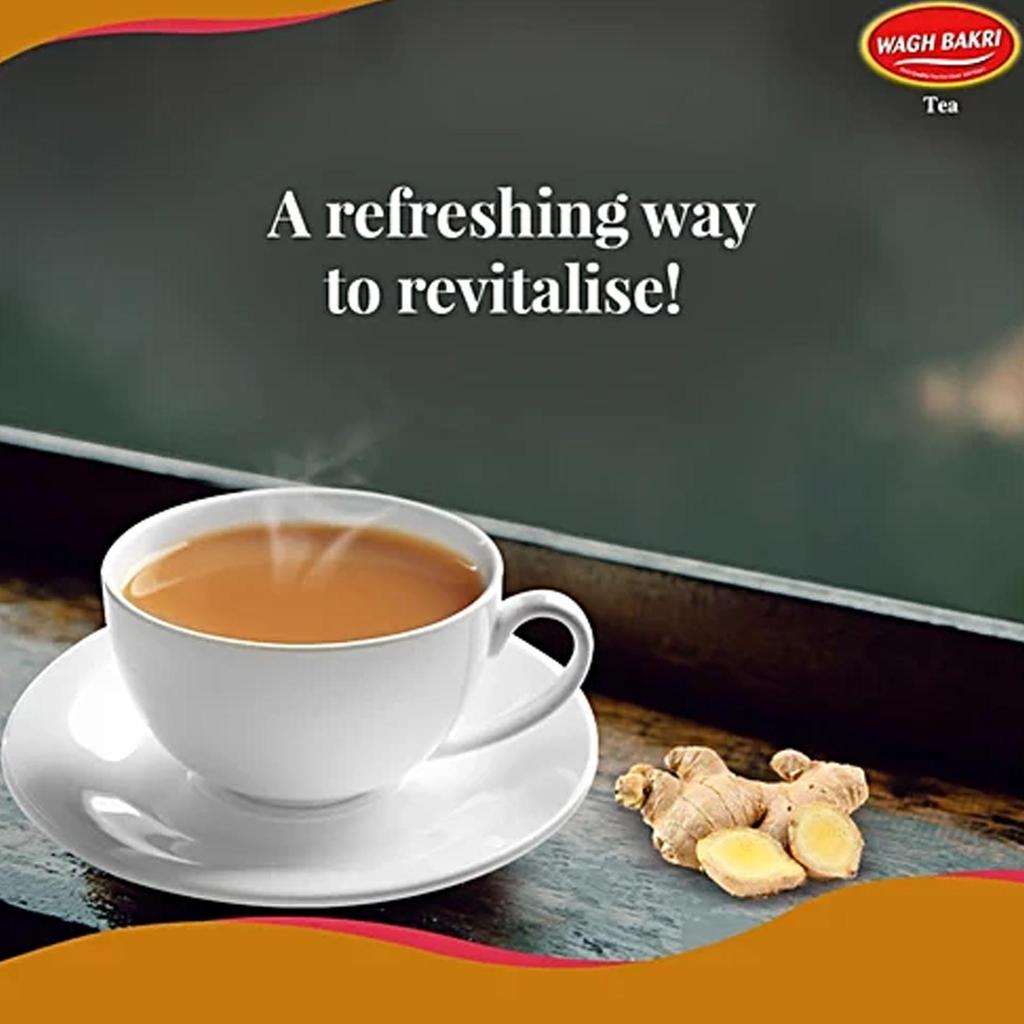 Wagh Bakri Ginger Instant Tea Premix 140G X Pack Of 3 Convenient Powder Mix For Quick Hot Tea