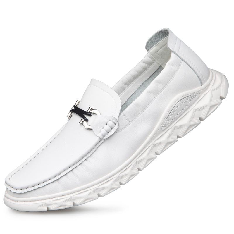 Men s Lightweight White Slip-On Moccasins - Trendy, Soft Sole, Casual Sock Shoes 38