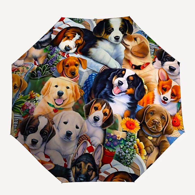 1 Stück Hunde-Garten-automatisch öffnender/schließender faltbarer Regenschirm mit 8 Speichen, winddichter tragbarer Sonnenschirm, Urlaubsgeschenk yy260401063