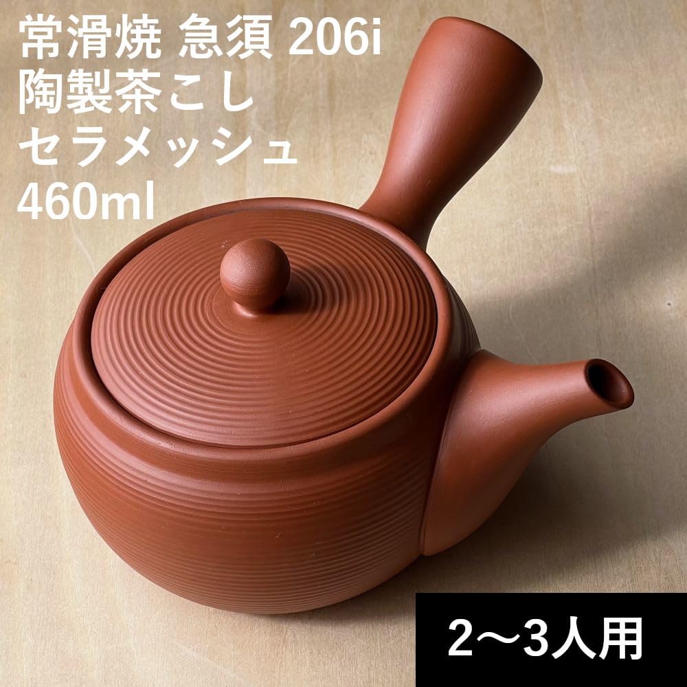 Tokoname Rote Ton-Teekanne 460ml mit Keramik-Sieb - Hergestellt in Japan
