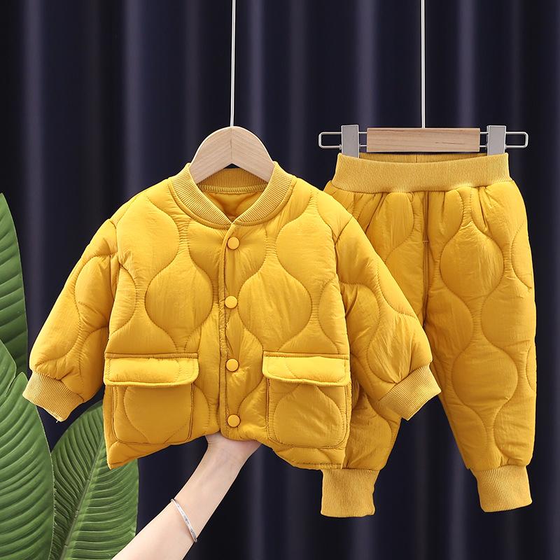 Winter Boys and Girls Cotton-Padded Clothes Two-Piece Set Baby Leisure Cotton-Padded Coat