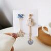 Cute Enamel Cat Balloon Stud Earrings for Women Korean Trendy Lovely Rabbit Flower Asymmetrical Tassel Earring Party Jewelry