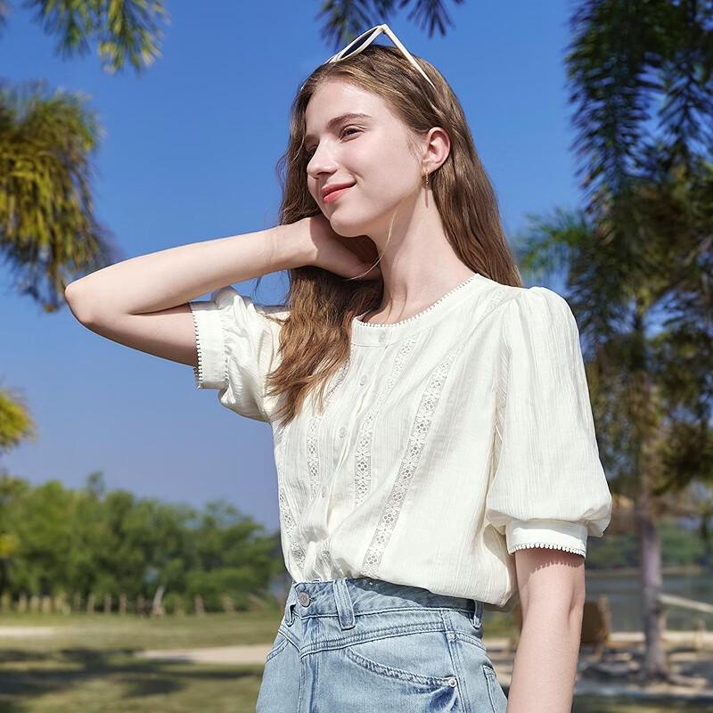 Betu Women's Lyocell Lace Lantern Sleeve Shirt