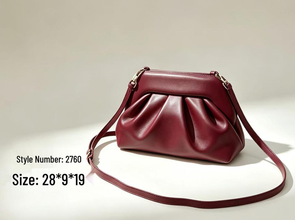 Women's Fashionable Pleated Underarm Clutch & Crossbody Bag