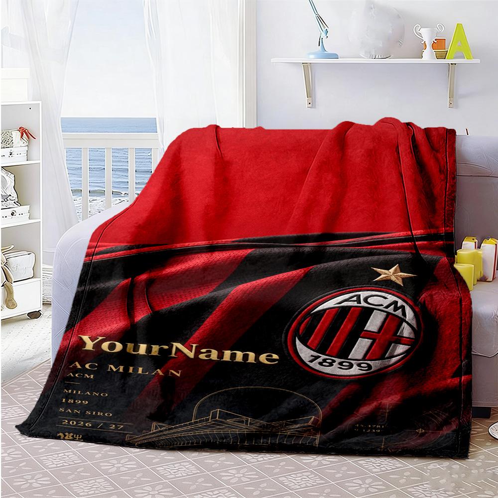 Ac Milan Customize Your Name Blanket Lightweight Customizable Blanket Warmthful Decor Suitable for Office Bedding Picnics Sofa Four Seasons Universal