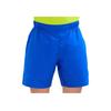 Solid Color Mid Waist Elastic Three Quarter Sports Shorts Unisex Shorts Blue 142583-0819