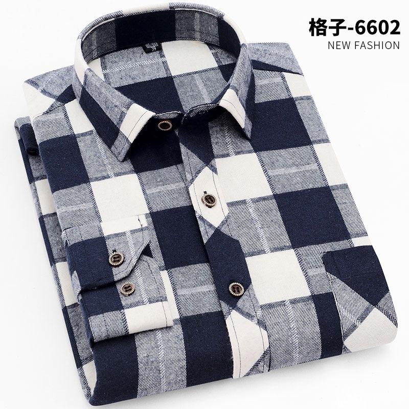 New Fashion Men's Plaid Shirts Long Sleeve Cotton Soft Regular-fit Single Pocket Comfortable Casual Flannel Shirts Male Clothing