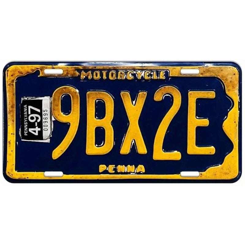 Motorcycle Souvenir License Plate, Metal Auto Wall Decor 15x30cm